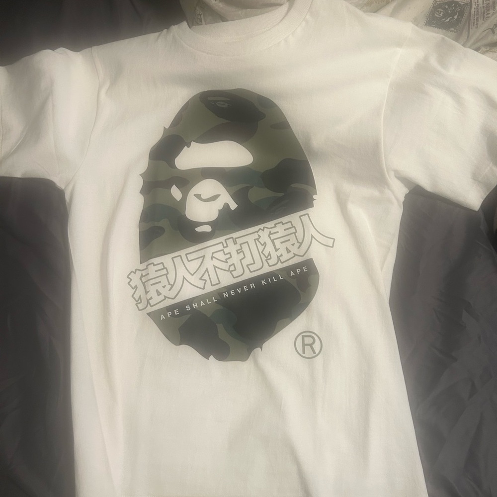 White And Camo Bape Shirt